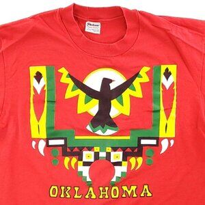 Oklahoma Native American Bird T-Shirt Graphic Vintage Single Stitch USA Large